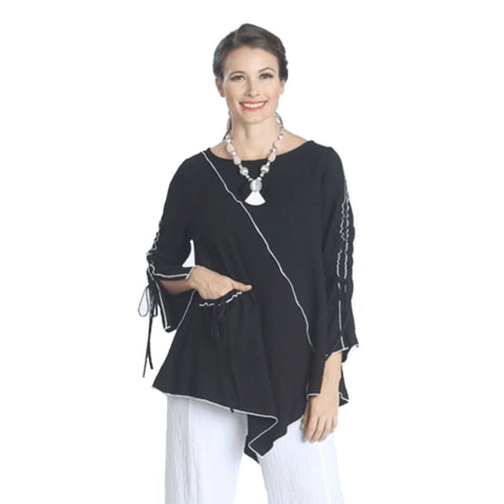 IC. Collection Pucker Crepe Pullover Blouse with Tie Sleeve